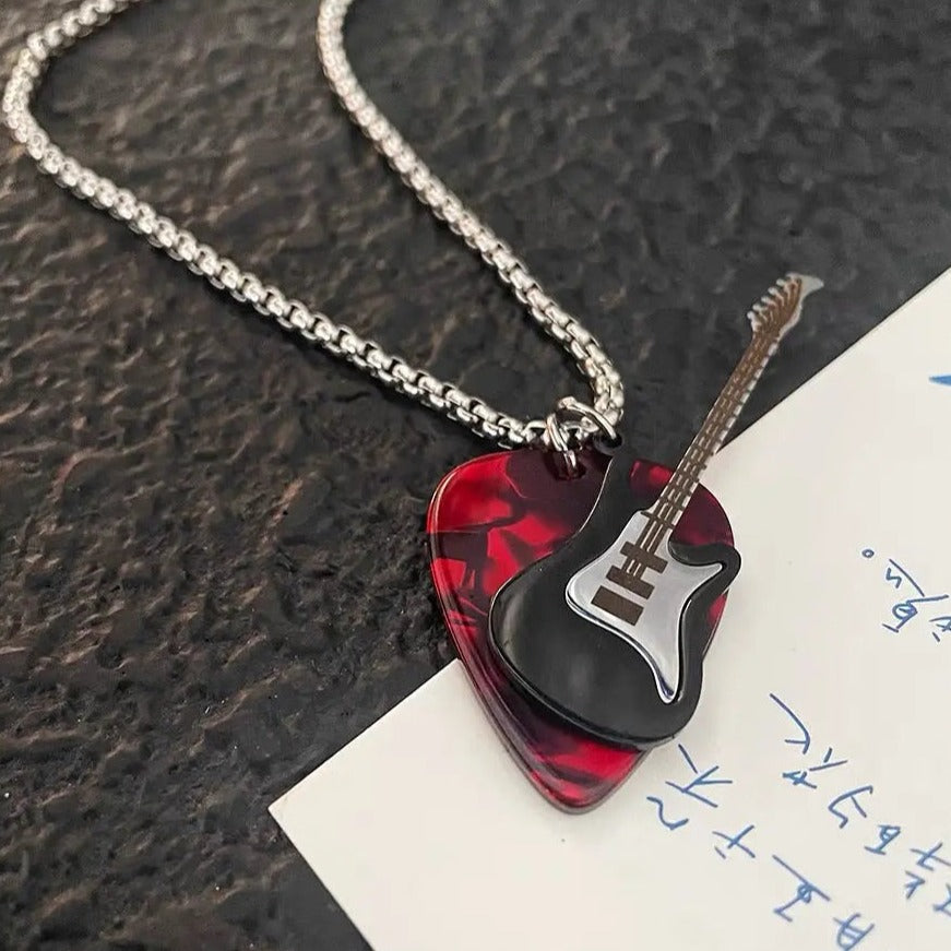 Free Shipping For 'Play It' Grunge Guitar Plectrum Necklace