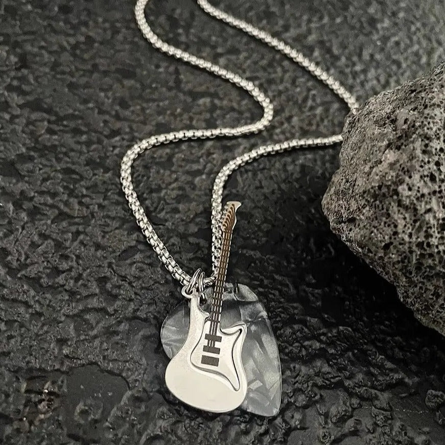 Free Shipping For 'Play It' Grunge Guitar Plectrum Necklace