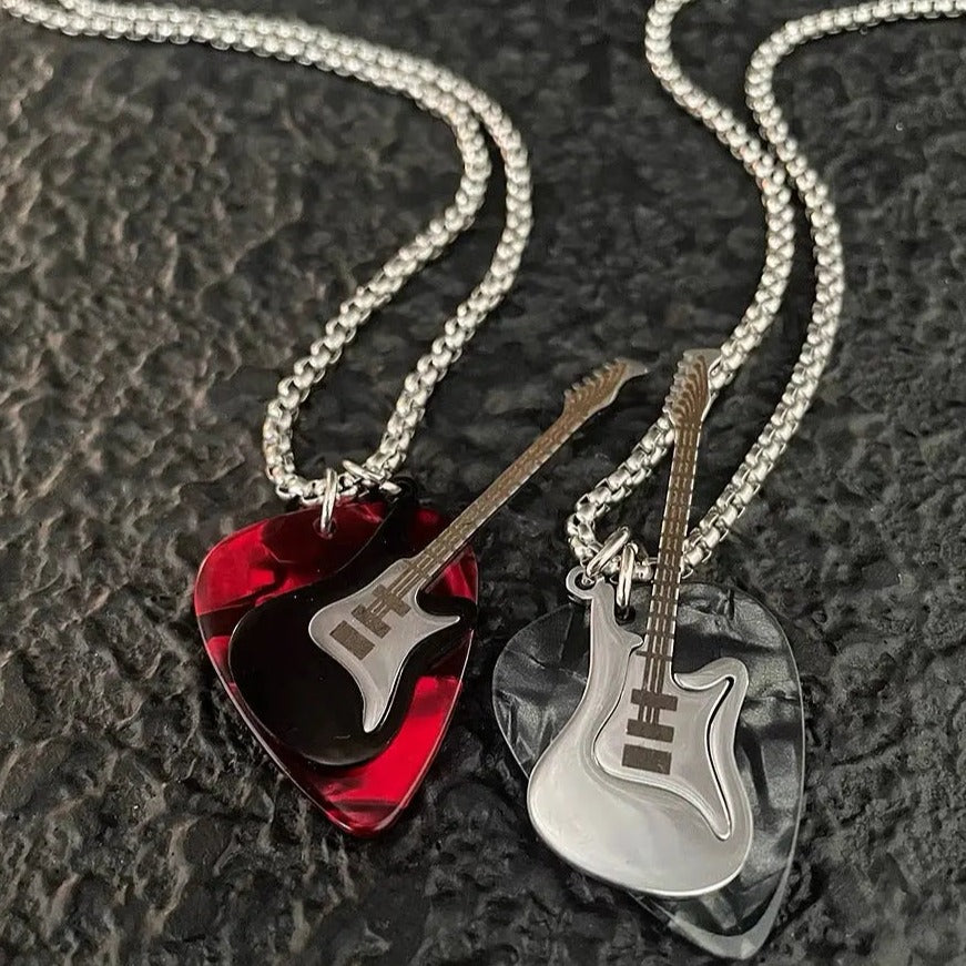 Free Shipping For 'Play It' Grunge Guitar Plectrum Necklace