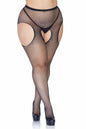 Free Shipping For Plus Size Crystalized Fishnet Suspender Pantyhose