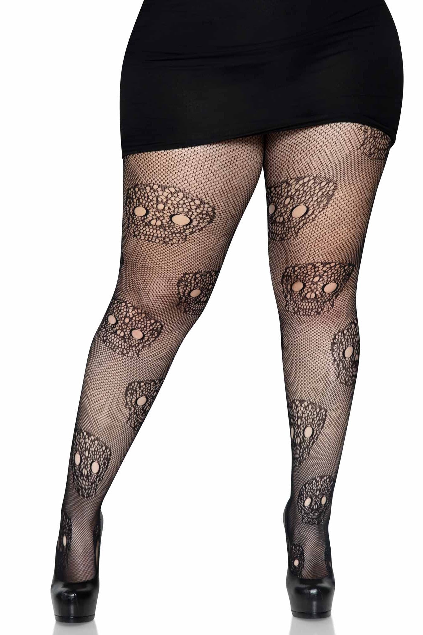 Free Shipping For Plus Size Lace Skull Fishnet Tights