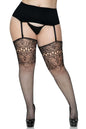 Free Shipping For Plus Size Lace Top Fishnet Backseam Stockings