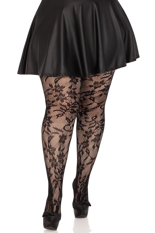 Free Shipping For Plus Size Seamless Chantilly Floral Lace Tights