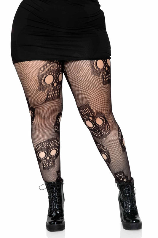 Free Shipping For Plus Size Sugar Skull Net Pantyhose