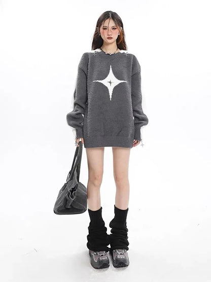 Free Shipping For 'Polaris' Star Hollow Out Zip Up Sweater