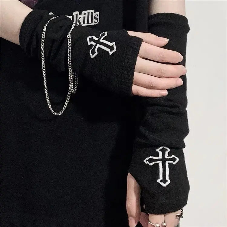 Free Shipping For 'Prayer' Cross Knitting Fingerless Gloves