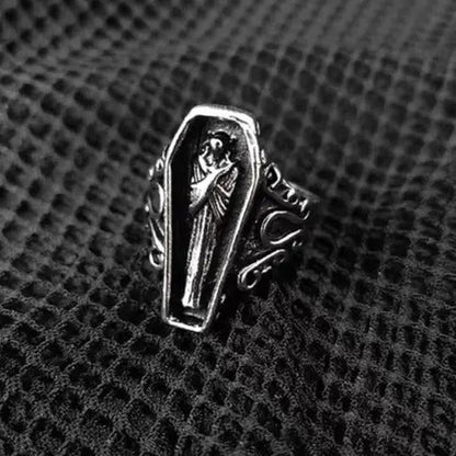 Free Shipping For 'Prayers' Dark Coffin Goth Rings