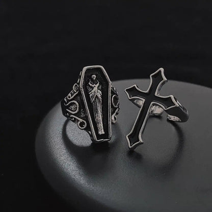 Free Shipping For 'Prayers' Dark Coffin Goth Rings