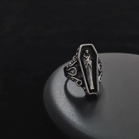 Free Shipping For 'Prayers' Dark Coffin Goth Rings