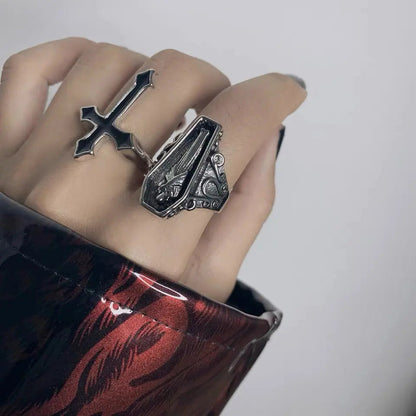 Free Shipping For 'Prayers' Dark Coffin Goth Rings