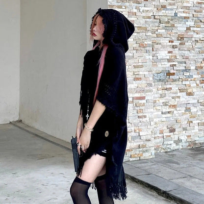 Free Shipping For 'Psychic' Tassel Grunge Hoodie Sweater Coat