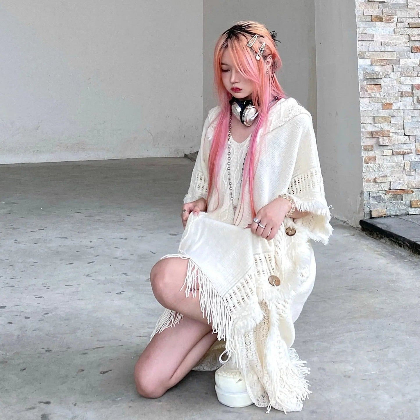 Free Shipping For 'Psychic' Tassel Grunge Hoodie Sweater Coat