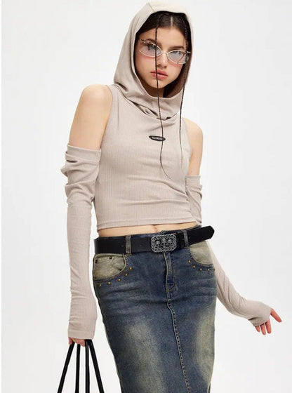 Free Shipping For 'Purified' Future Hooded Cut Out Top