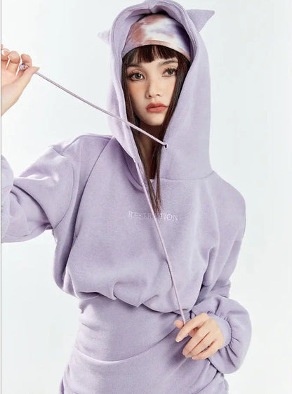 Free Shipping For 'Purple Cat' Kawaii Cute Cat Ears Hooded Dress