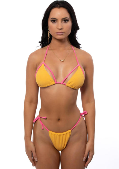 Free Shipping For Yellow / Green Adjustable Comfortable Bikini Set