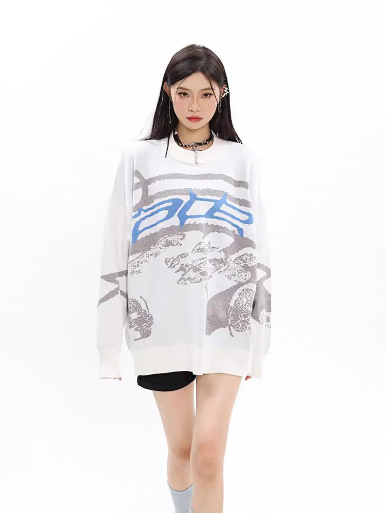 Free Shipping For 'Race' Oversized Unisex Dark Graffiti Sweater