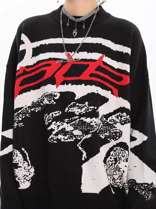 Free Shipping For 'Race' Oversized Unisex Dark Graffiti Sweater