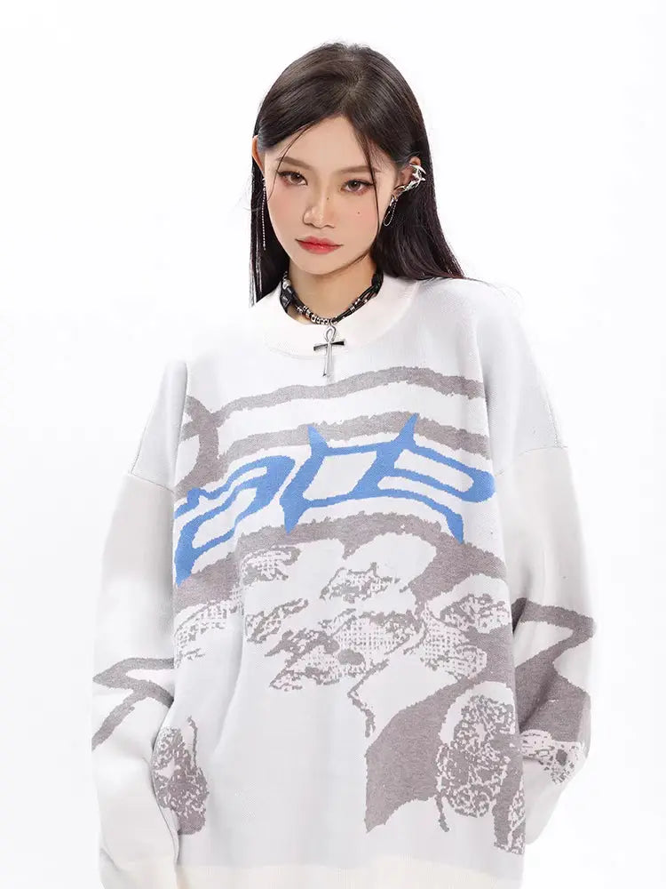 Free Shipping For 'Race' Oversized Unisex Dark Graffiti Sweater