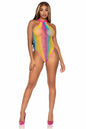 Free Shipping For Rainbow Striped Halter Bodysuit With Snap Crotch