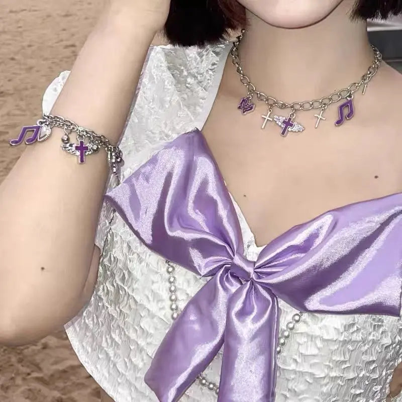 Free Shipping For 'Raspberry' Egirl Y2K Purple Pendants Bracelet