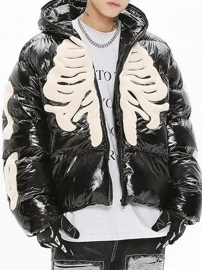 Free Shipping For 'Reborn' Dark Oversized Skeleton Hooded Puffer