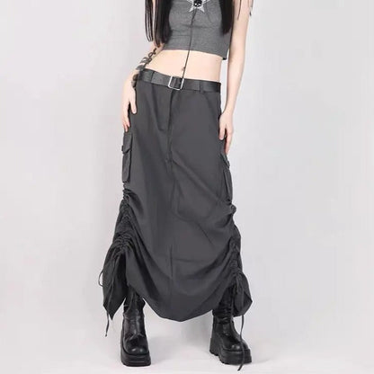 Free Shipping For 'Retrograde' Grunge Ruffled Split Midi Dress