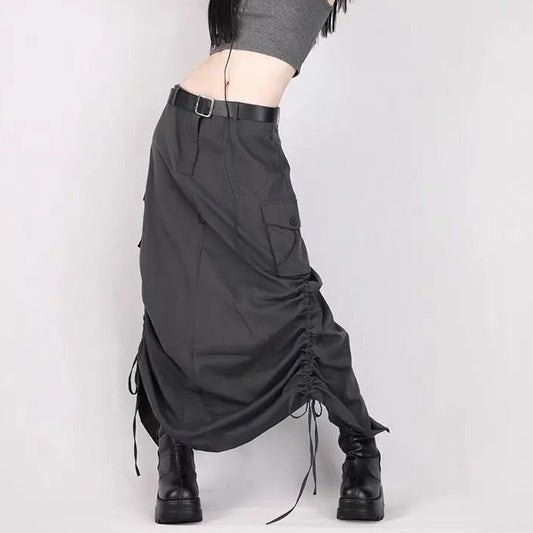 Free Shipping For 'Retrograde' Grunge Ruffled Split Midi Dress