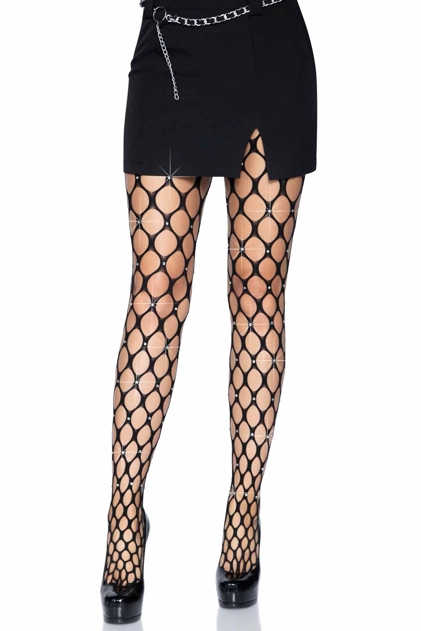 Free Shipping For Rhinestone Jumbo Pothole Net Tights