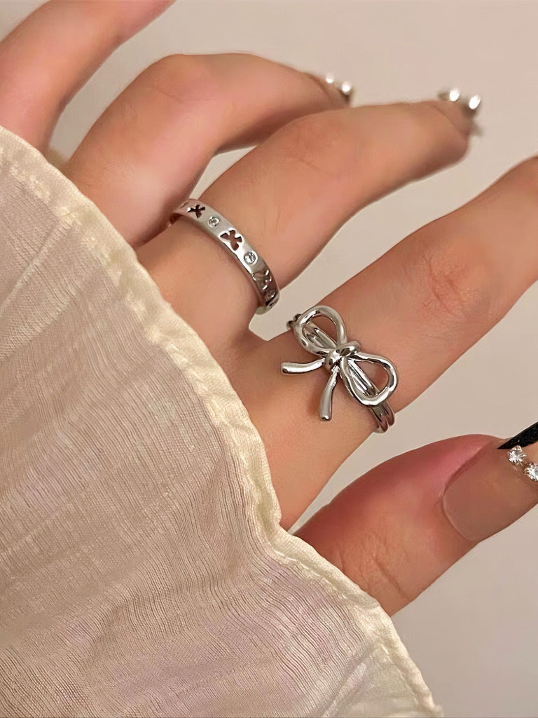 Free Shipping For 'Ribbon' Coquette Basic Ribbon Rings Set