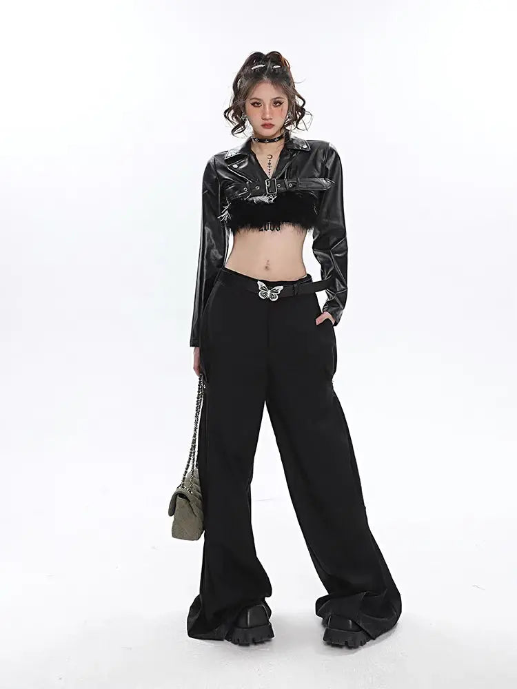 Free Shipping For 'Ride with It' Darkwear Oversized Wide-leg Pants