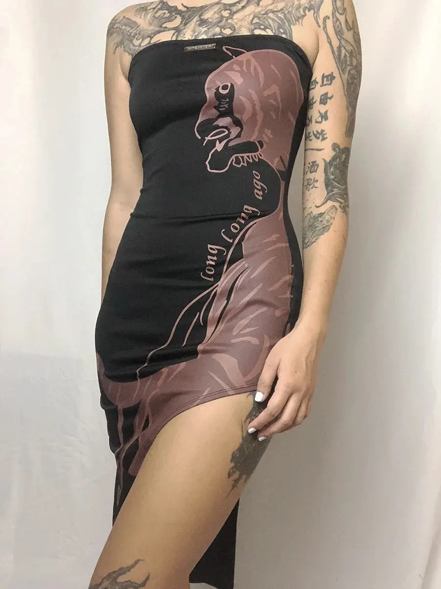 Free Shipping For 'Roar' Alt Halter-neck Tiger Prints Dress