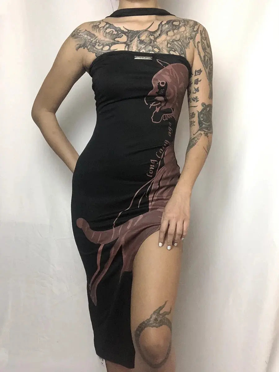 Free Shipping For 'Roar' Alt Halter-neck Tiger Prints Dress