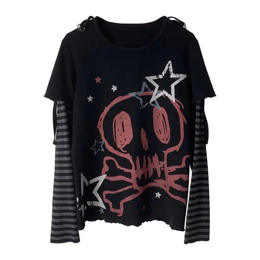 Free Shipping For 'Graffiti Star' Grunge Kawaii Goth Skull Top