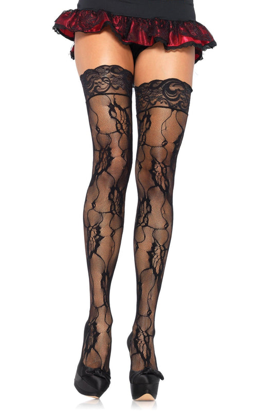 Free Shipping For Romantic Rose Lace Thigh Highs W/Lace Top