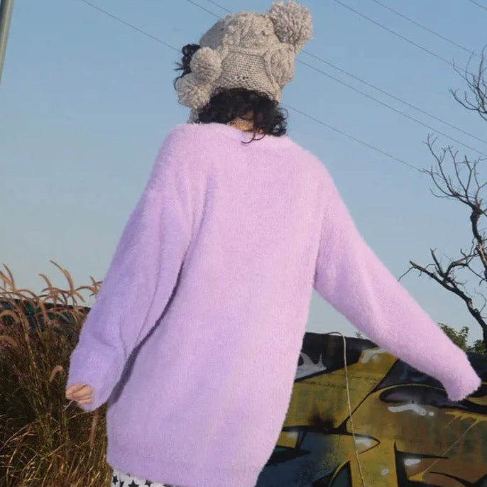 Free Shipping For 'Romanticism Harajuku Fluffy Purple Sweater