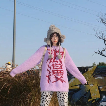 Free Shipping For 'Romanticism Harajuku Fluffy Purple Sweater