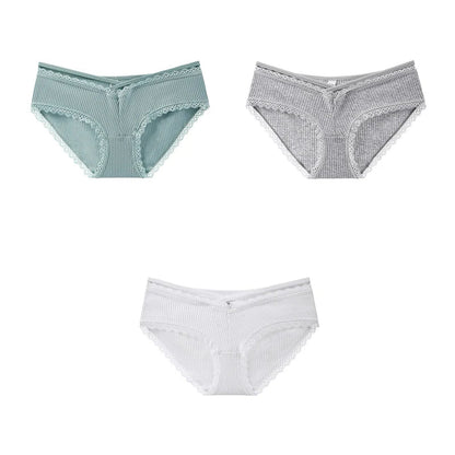 Free Shipping For Low-Rise Cotton Briefs with Lace Detailing - Soft Women's Underpants (M-L)