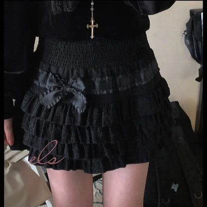 Free shipping for Kawaii Lolita Cake Mini Skirt Women Sweet Girls High Waist Pleated Skirt Ruffles Multi-layers A-line Skirt E-girl Streetwear