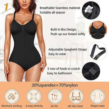 Free Shipping For Seamless Tummy Control Bodysuit - Built-In Bra, Full Body Shaper (S-4XL)