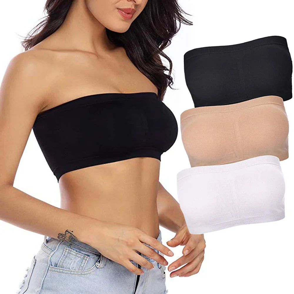 Seamless Bandeau Bra - Double Layered & Removable Padded (S-3XL)