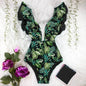 Free Shipping For Floral Printed Ruffle One Piece Swimsuit - Tropical Summer Beachwear (S-XL)