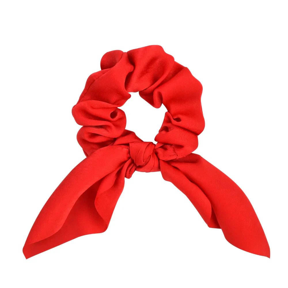 Free shipping for New Chiffon Bowknot Elastic Hair Bands For Women Girls Solid Color Scrunchies Headband Hair Ties Ponytail Holder Hair Accessorie