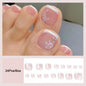 Free shipping for Fashion Nude Pink DIY Pedicure French Fake Toenails With Designs Removable Square Short Toe Nails Press On Nails False Toenail