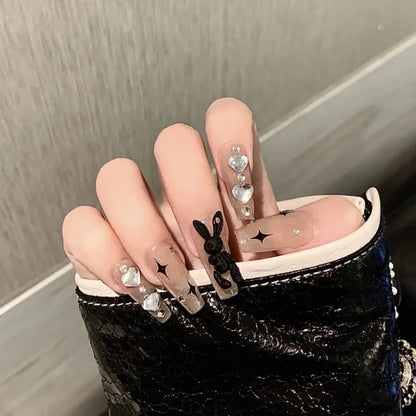 Free shipping for 24Pcs Almond Press on Nails Y2K Star Diamond Designs for Cool Girls Nude Color Fake Nails for Women Fukk Cover False Nail Tips