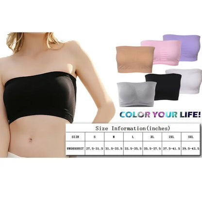 Seamless Bandeau Bra - Double Layered & Removable Padded (S-3XL)