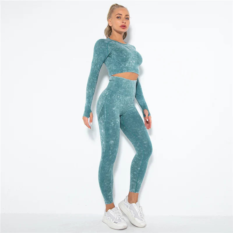 Free Shipping For Seamless Yoga Set - Long Sleeve Crop Top & High Waist Leggings (S-L)