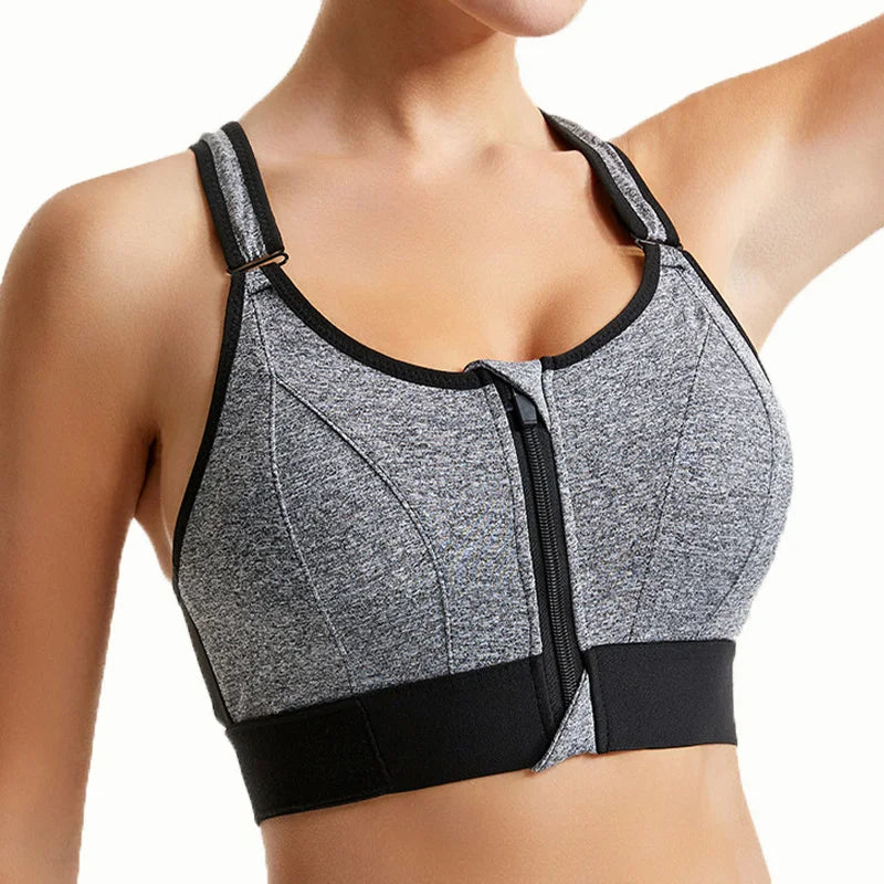 Free Shipping For Front Zippered Sports Bra for Women - High Strength Shockproof Running Vest (S-5XL)