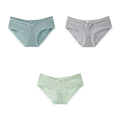 Free Shipping For Low-Rise Cotton Briefs with Lace Detailing - Soft Women's Underpants (M-L)