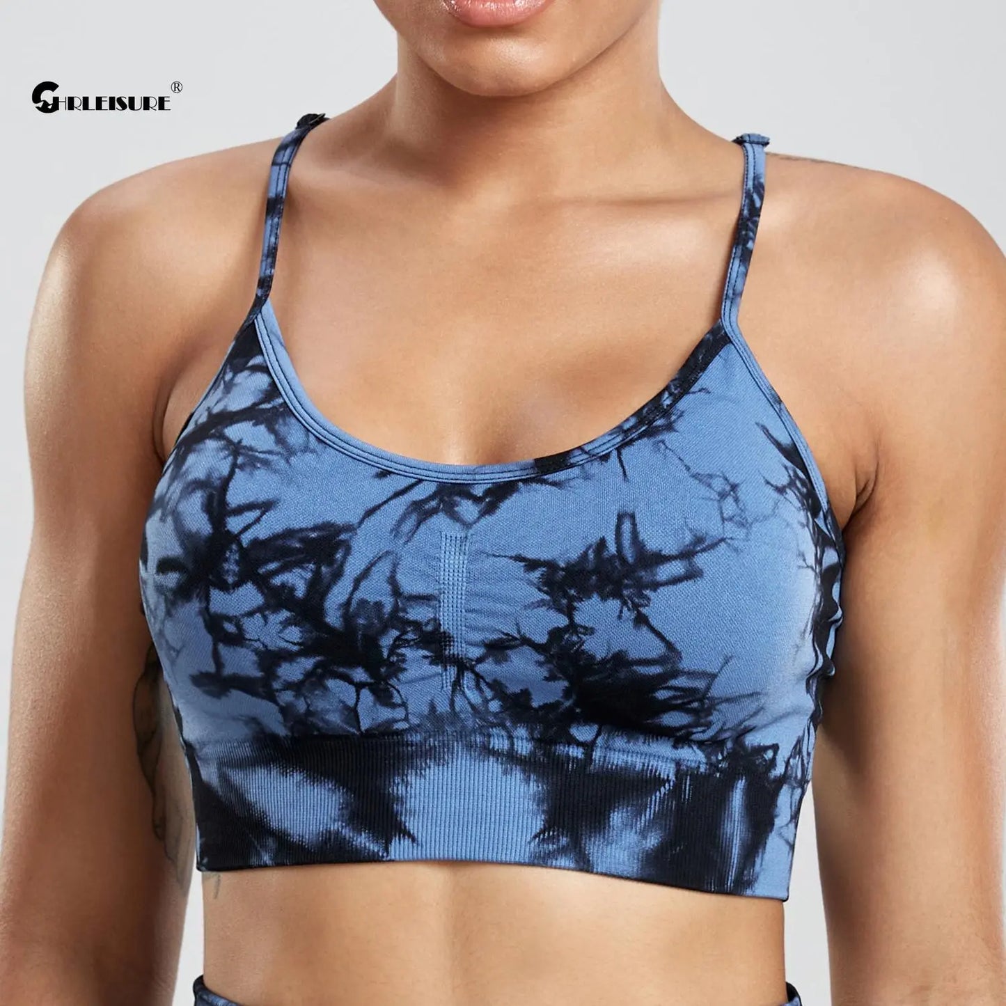 Tie Dye Sports Bra - Elastic Slim Fit with Chest Pad (S-XL)