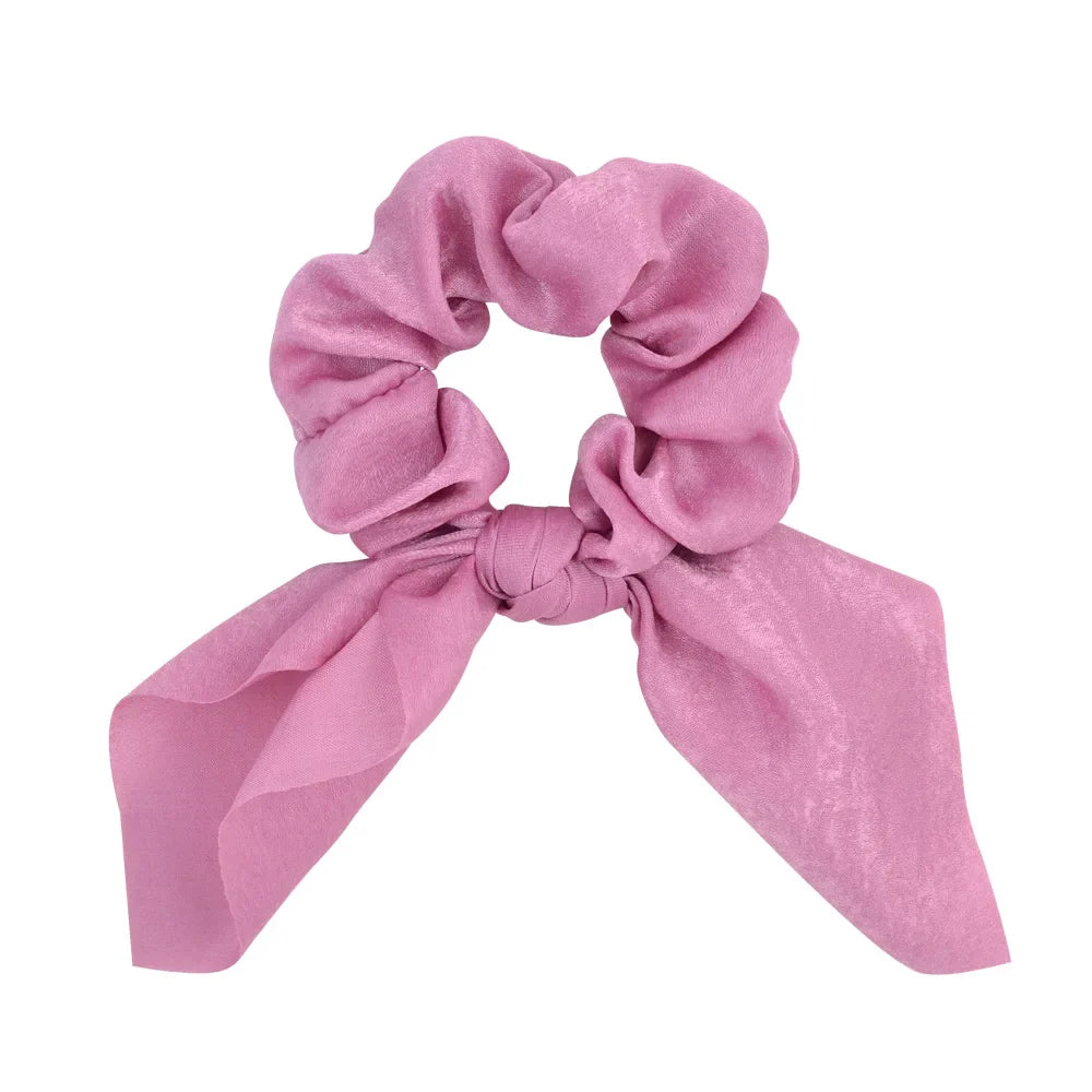 Free shipping for New Chiffon Bowknot Elastic Hair Bands For Women Girls Solid Color Scrunchies Headband Hair Ties Ponytail Holder Hair Accessorie